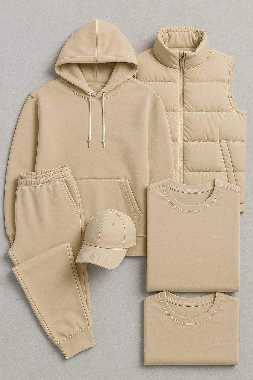 Complete Set – Sweatshirt, Pants, Puffer Jacket